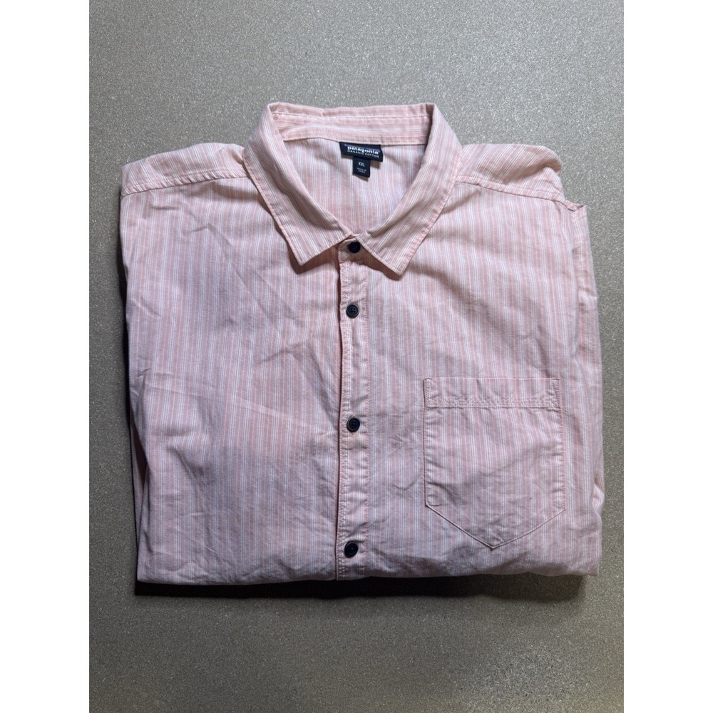 Patagonia Organic Cotton Salmon Short Sleeve Plaid Shirt Size XXL EUC